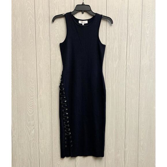 John + Jenn Side Laced Knit Dress Black Sleeveless Medium NWT - Picture 5 of 10